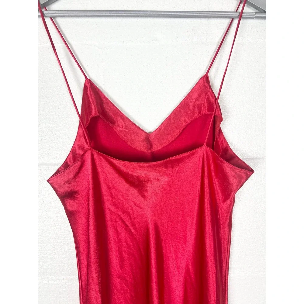 Vintage maxi length lingerie slip dress nightgown Red large slinky silky sexy - Picture 4 of 7
